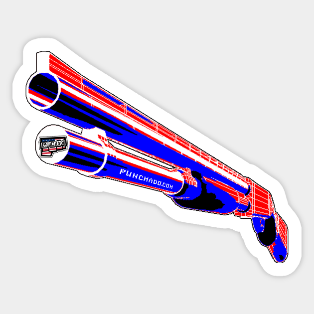 Shotgun Punchado Blank Text v. Code: Red White Blue Sticker by punchado